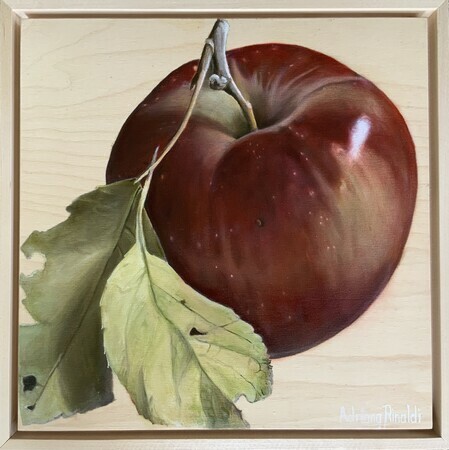 An Apple a Day, Oil on Panel, 12x12, Comes with matching frame, Summer & Grace Gallery