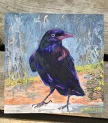"Eat Crow", cold wax, 10x10