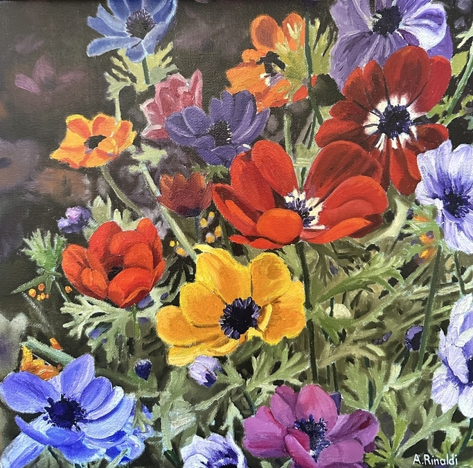 Floral Confetti, 12x12, Oil