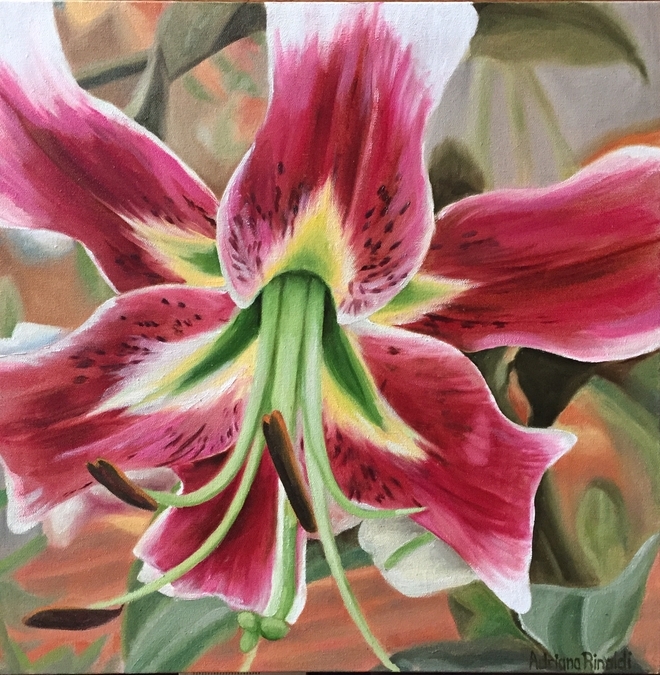 If Lillies could Talk, Oil, 16x16 Summer & Grace Gallery (Photo Credit Tereasa Thompson Martin)