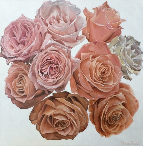 Ring Around the Rosie, 24x24, Oil (with white frame) $950 or email arty.adri@live.com