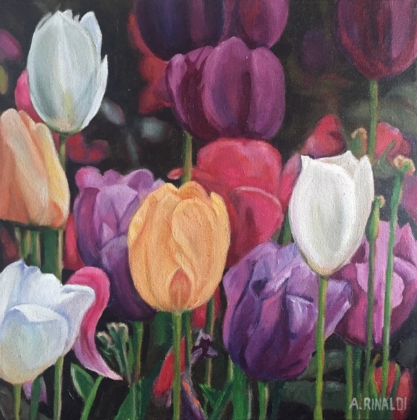 Tulips Mini, 12x12, Oil, SOLD